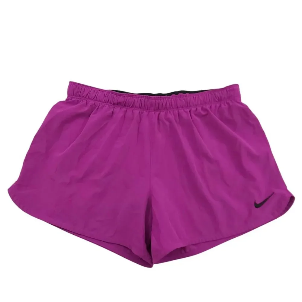 Nike Dri-FIT Womens Large Magenta Pink Brief Lined Running Shorts Activewear